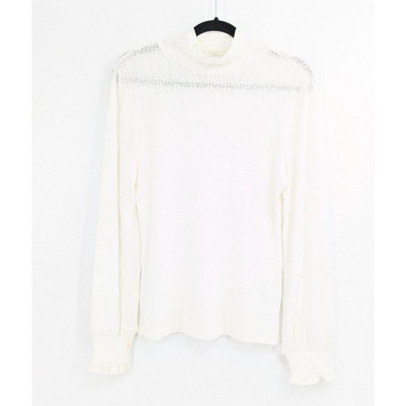 Ten Sixty Sherman Pointelle Mock Neck Sweater Top size XL - Picture 2 of 8